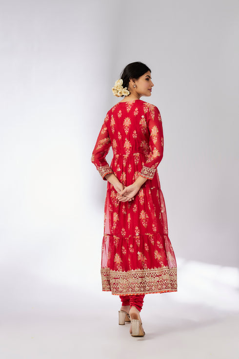 Joshna Tiered AG Set - Red